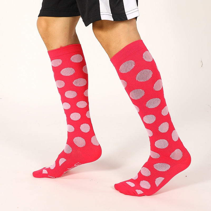 Polka Dots Ski Compression Socks Over the Knee Spring Winter Sports Socks Absorb Sweat Breathable Sports Leisure for Men Women 15-20 mmHg